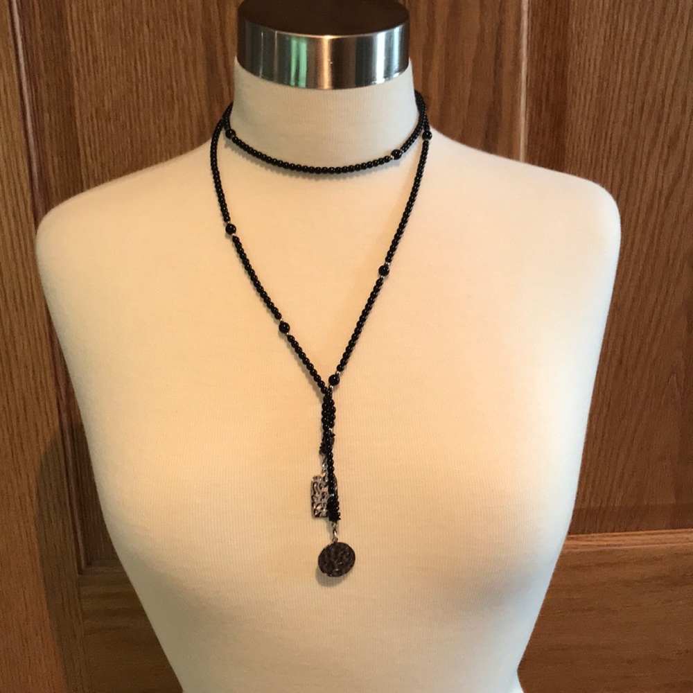 Silpada Black Onyx and Silver Lariat Necklace
